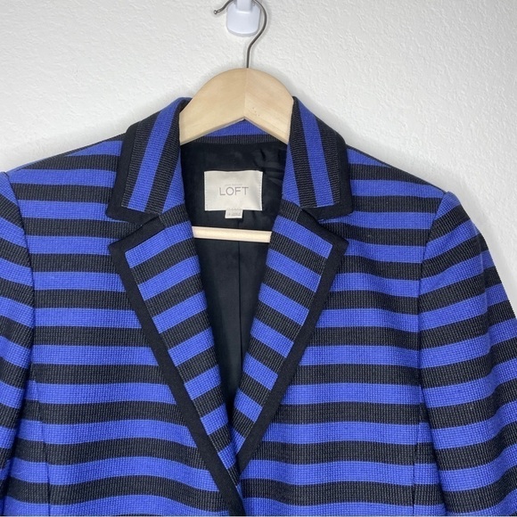 Loft Career Wear Blue and Black Nautical Striped Blazer - Picture 2 of 6